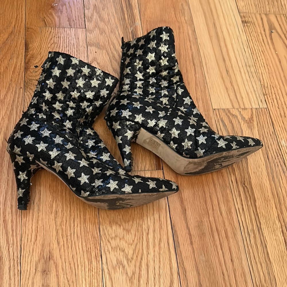 Free People Black & Gold Star Sequin Ankle Booties